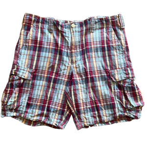 Polo Jeans Ralph Lauren Mens Size 40 Plaid Cotton Flat Front Cargo Shorts